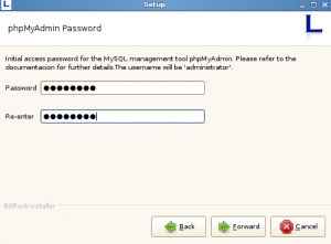 Enter administrator password for phpmyadmin