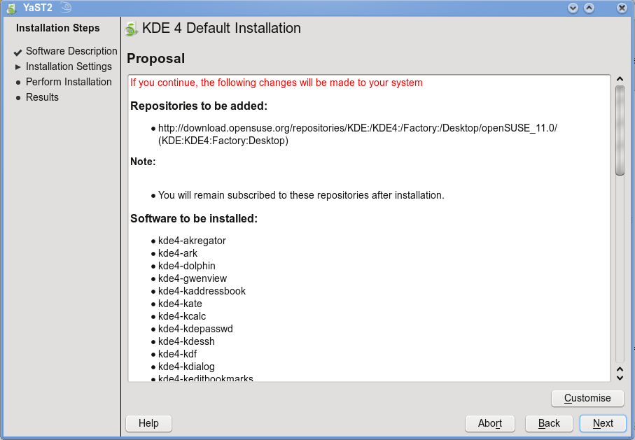 KDE 4.1 installation summary