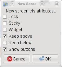 Screenlets options