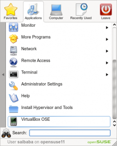 Applications - System - VirtualBox OSE