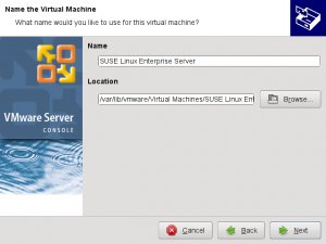 Virtual machine Name and image location