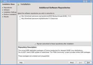 Install repository selection